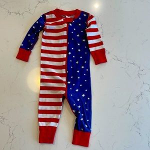 Hanna Anderson Baby Zip Sleeper In Organic Cotton Stars & Stripes